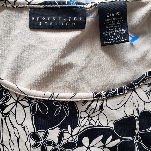 Apostrophe floral black/beige stretch top small - Picture 8 of 8